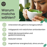 Purechimp Ceremonial Grade Matcha w proszku 50g. 100% czysta, cieniowana herbata w proszku do latte, naparów i przepisów. Słoik nadający się do recyklingu. Bogaty w przeciwutleniacze.