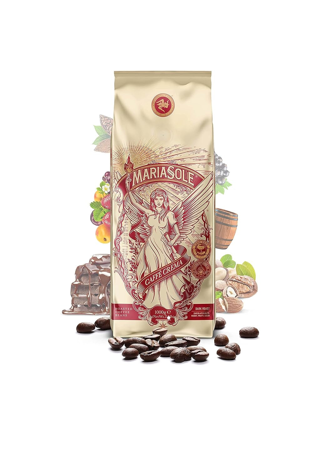 Caffè Crema 1kg – Tradycyjna Röstung in Sizilien über Holzfeuer In Handarbeit – Premium Kaffeebohnen für Vollaautomat und Siebträger