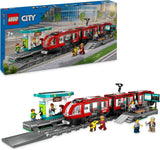 LEGO City tramwaj ze stacją, pomysł na prezent dla fanów zabawek samochodowych od 7 lat, z 6 minifigurkami i psem przewodnikiem do odgrywania ról, zabawka do budowania 60423 Zestawy do budowania Besuche den LEGO-Store Domyślny tytuł