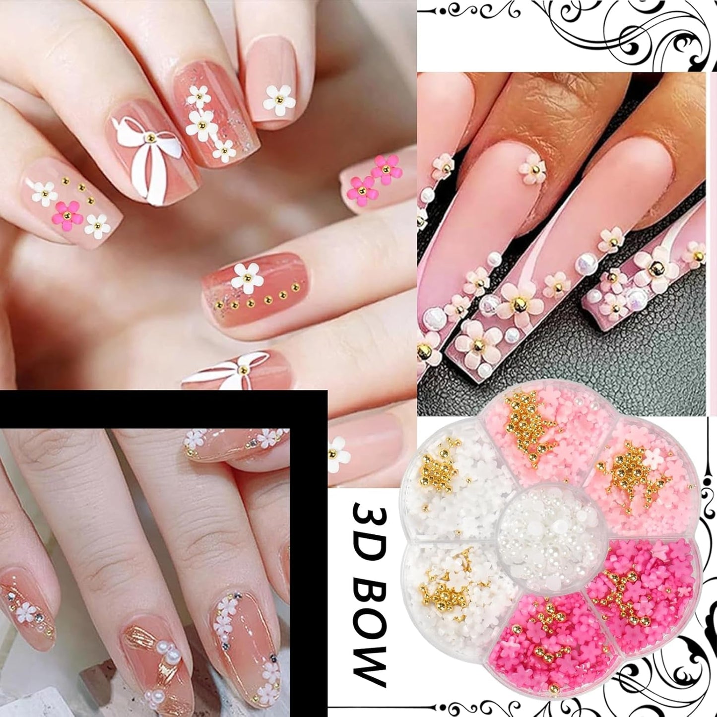 1 Karton Nail Art Charms, 3D Flowers Nagelkunst Charms, Acryl Blumen Nagel Strass Mit Ozdoben, Nagel Edelsteine, Nagel Zubehör Für Mädchen, Nagelkunst Dekoration, DIY Handwerk Nail Design
