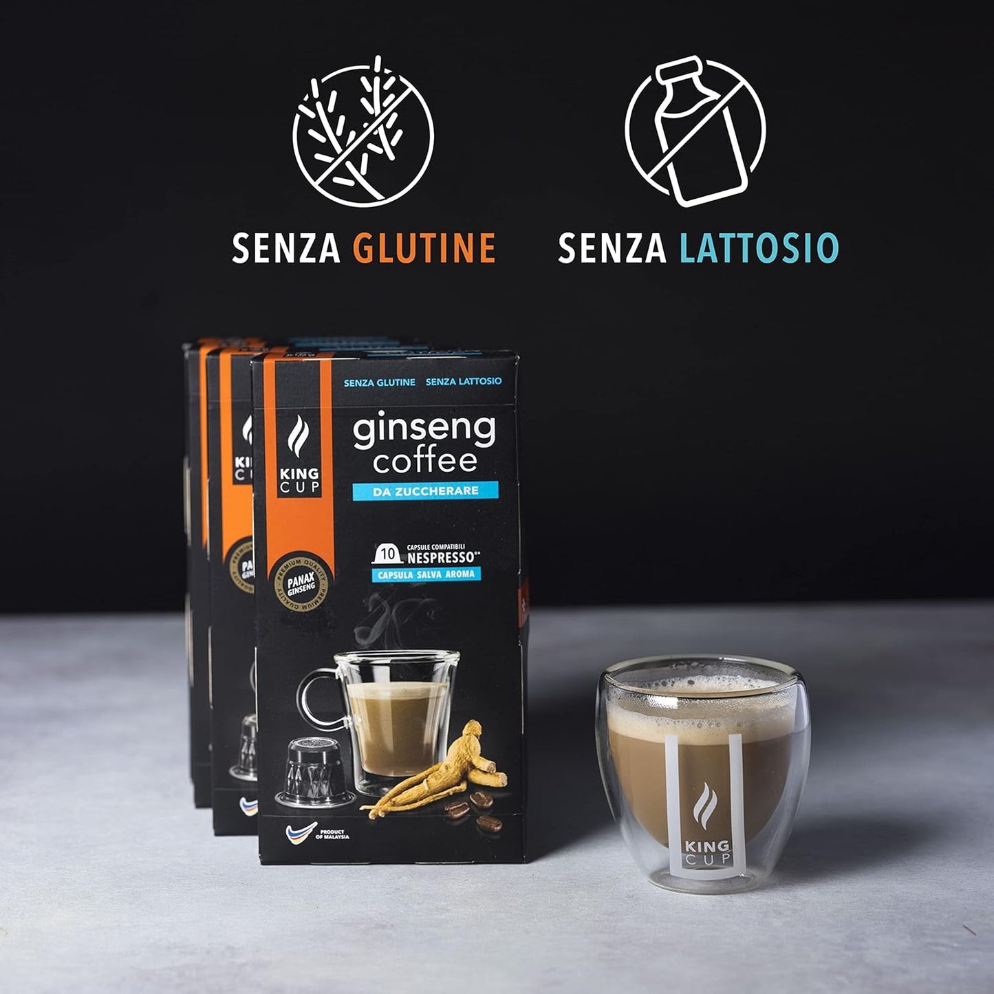 - 5 opakowań z 10 kapsułkami żeń-szenia Zuckerfreier, 50 kapsułek w 100% kompatybilnych z napojem Nespresso-System von Ginseng, bezglutenowym i bez laktozy