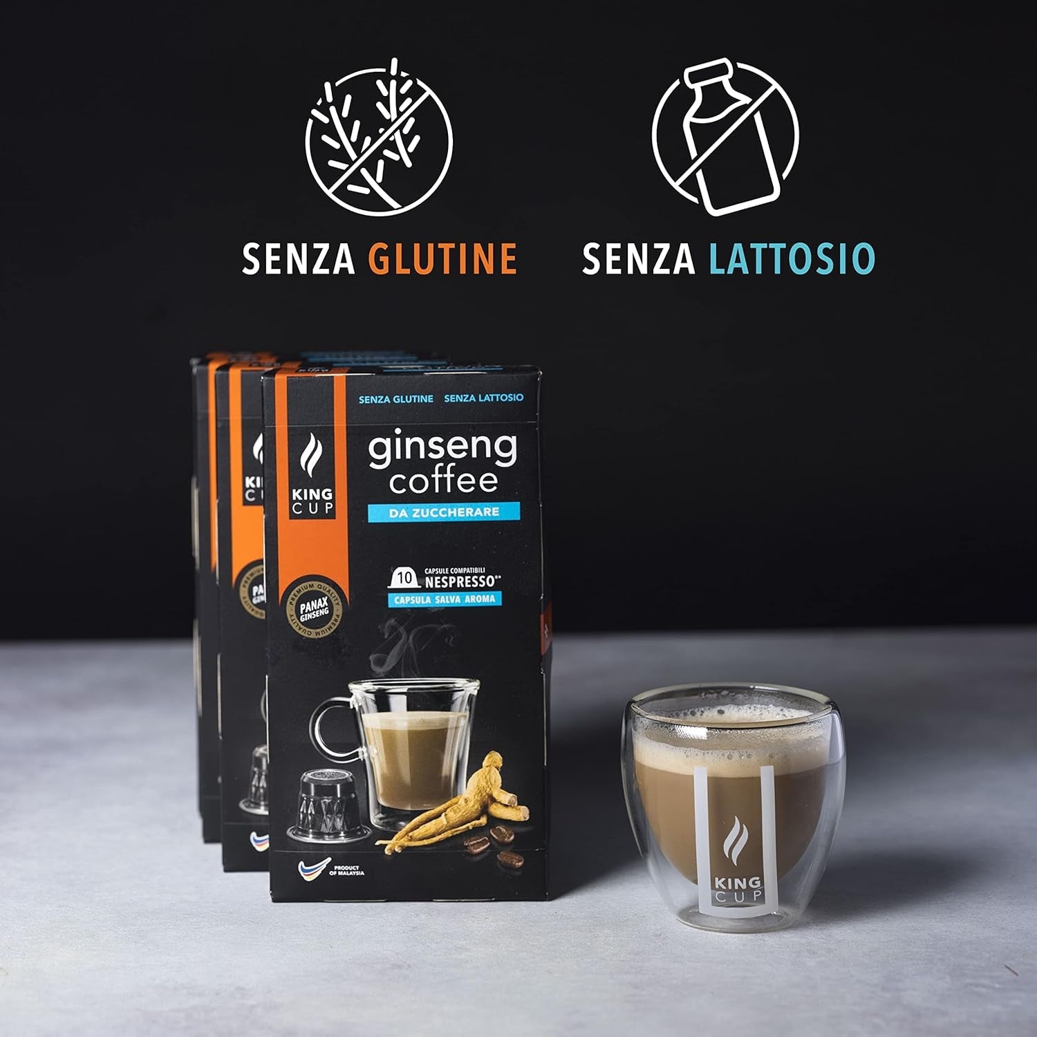 - 5 opakowań z 10 kapsułkami żeń-szenia Zuckerfreier, 50 kapsułek w 100% kompatybilnych z napojem Nespresso-System von Ginseng, bezglutenowym i bez laktozy