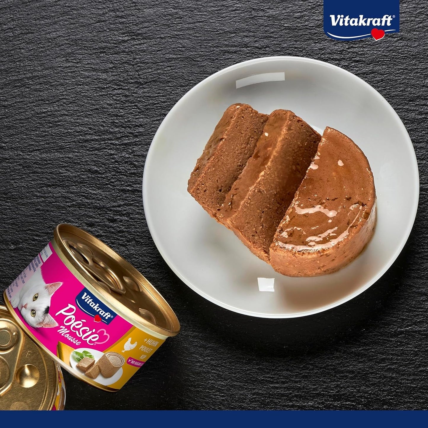 Vitakraft Poésie Mousse, mokra karma dla kotów, przewiewna pianka, z kurczakiem, bez dodatku cukru i zbóż (12 x 85g)
