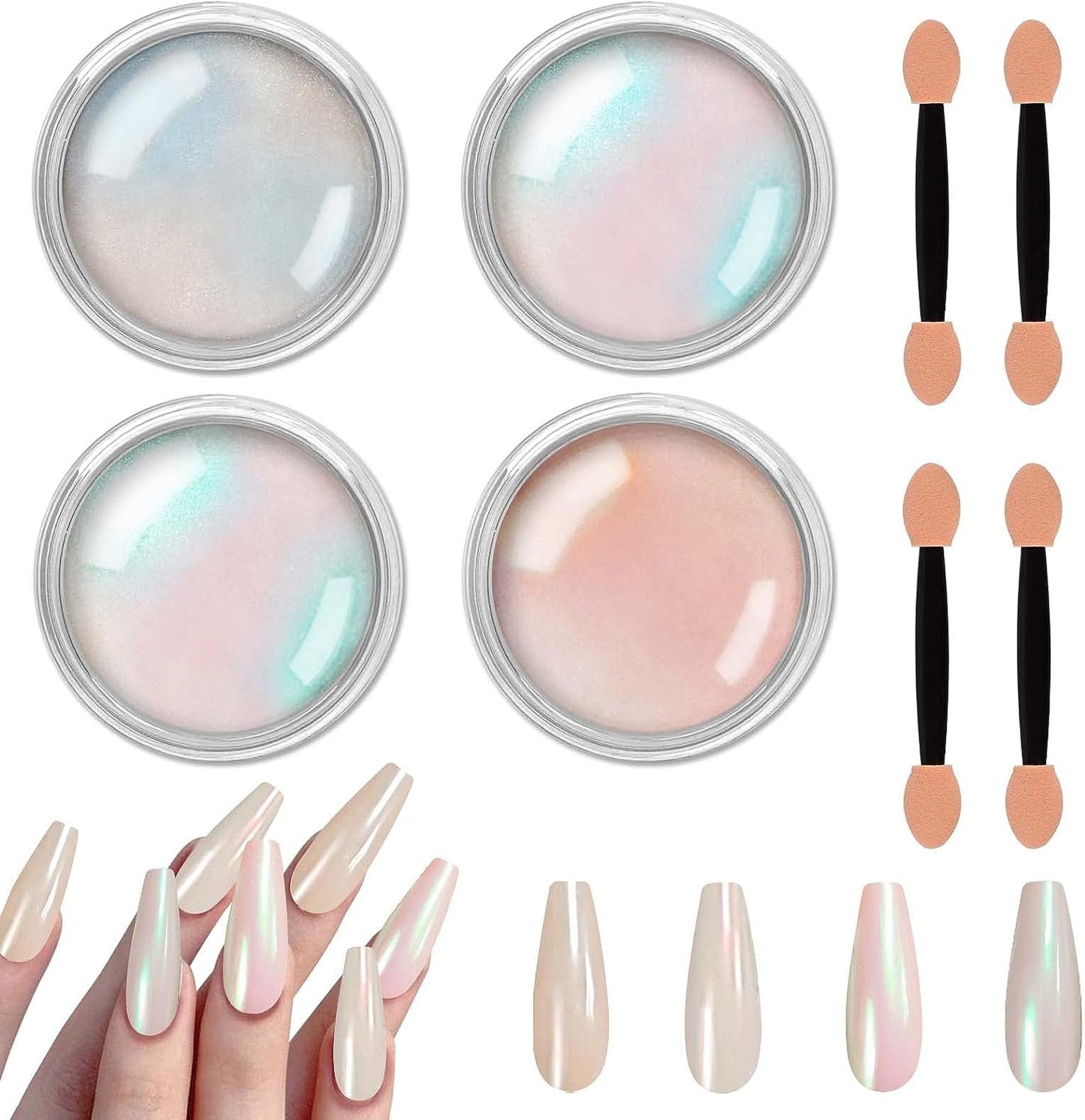 Chrom Nagel Pulver 4 Farben Irisierendes Aurora Pulver Metallic Spiegel Effekt Pigment Perłowy Meerjungfrau Glitter Einhorn Glitter Für Żel Polski Nail Art Dekoration-Purpurgrüner Jadeit