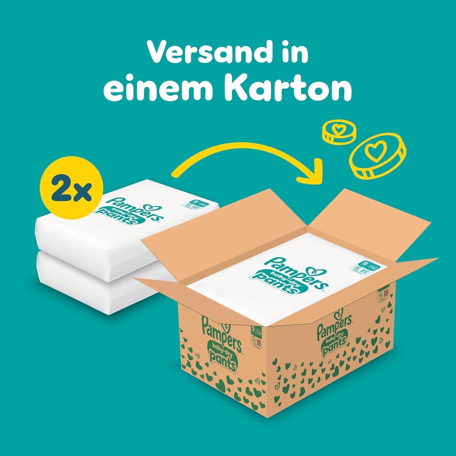 Spodnie Pampers Baby-Dry Größe 5, 160 Stück, 11kg-17kg, 360° auslaufsichere Nadają się na dzień i na noc