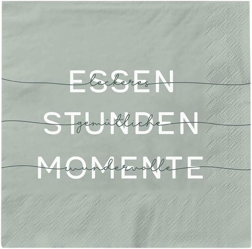 Grafik Werkstatt Serviettes Mit Spruch Groß | 20 sztuk | 16,5 x 16,5 cm | Zielony | Jedzenie, godziny, chwile