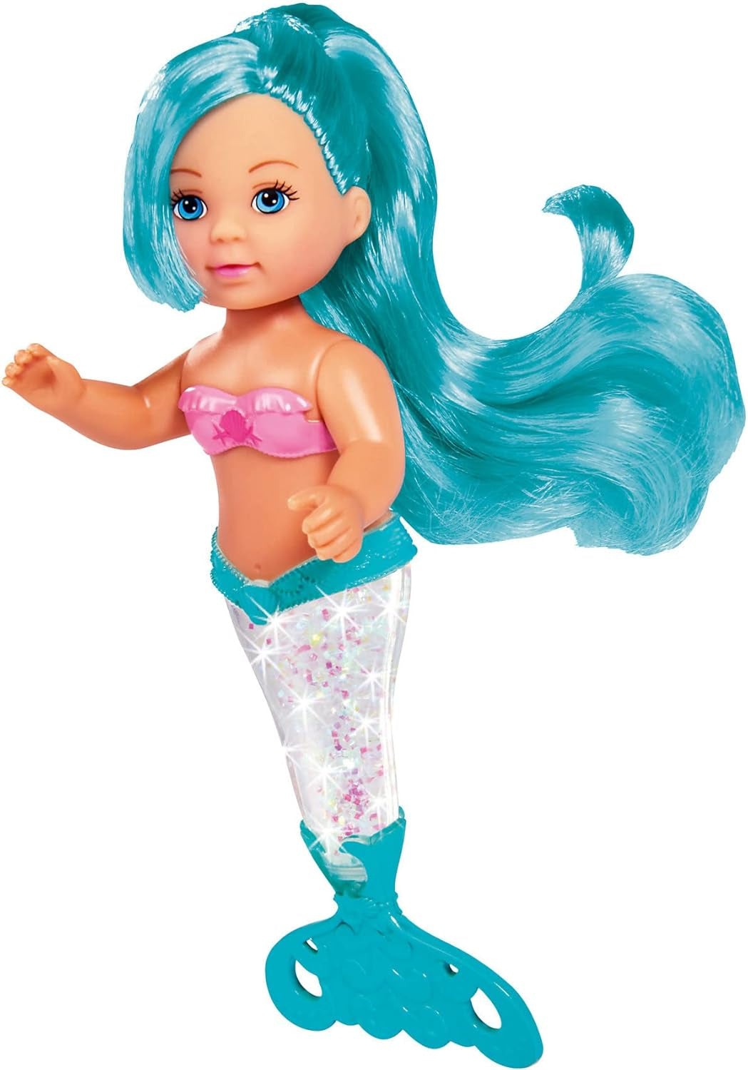 Simba 105733482 - Evi Love Glitter Mermaid, lalka syrenka z płetwą ogonową, która świeci po potrząśnięciu. Oferowany jest tylko JEDEN przedmiot.