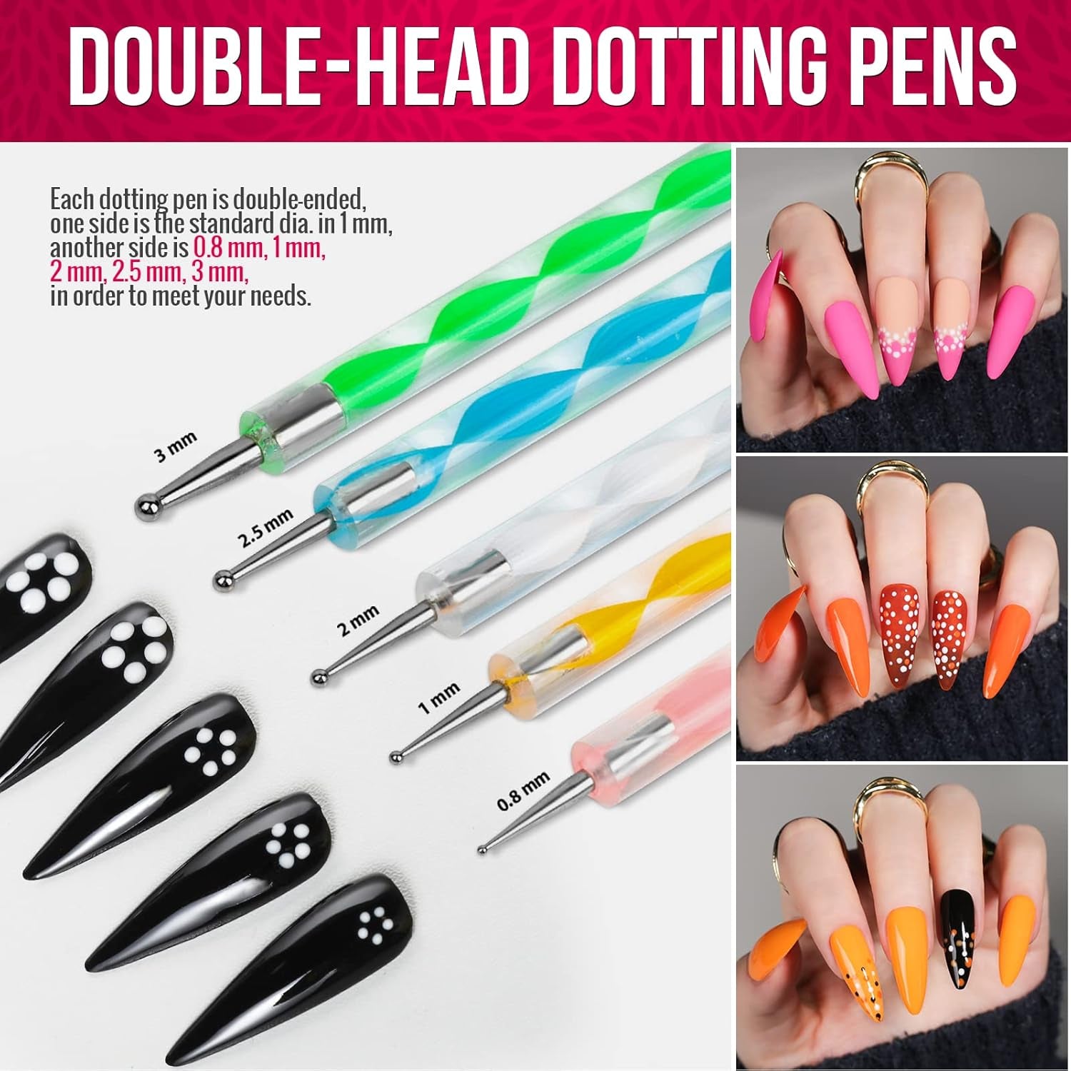 Zestaw pędzli do zdobienia paznokci FANDAMEI, 15 Stücke Pinsel Für Gelnägel Nagel Pinsel, 5 Stücke Dotted Pen, 10 Rolle Streifenband Nägel, Strasssteine ​​​​Nägel, Ultra Dünn Nagel Paillettes Für Nagelkunst Maniküre Set
