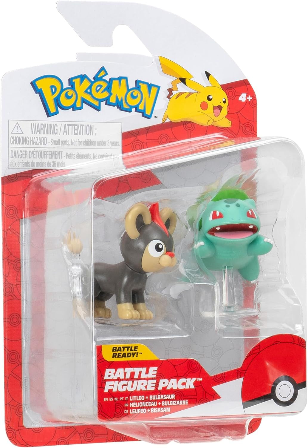 Pokémon PKW3583 - Zestaw figurek bojowych - Leufeo i Bisasam, Oficjalne szczegółowe figurki, każda po 5 cm Figurki Naty Shop