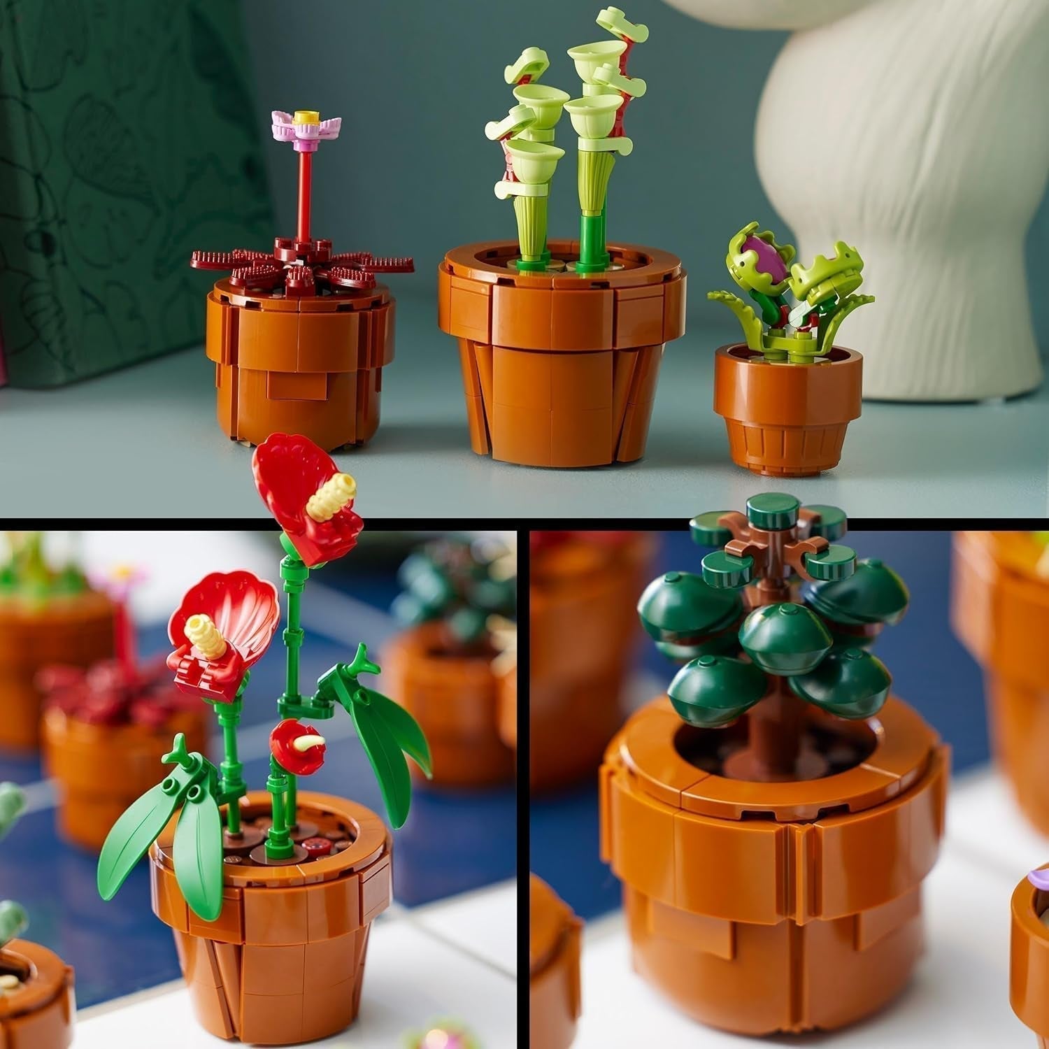 LEGO Icons Mini rośliny, 9 sztucznych kwiatów do zbudowania, zestaw botaniczny dla dorosłych z doniczką z terakoty do zbudowania, dekoracje wnętrz, prezent dla kobiet i mężczyzn 10329 Zestawy do budowania Besuche w sklepie LEGO