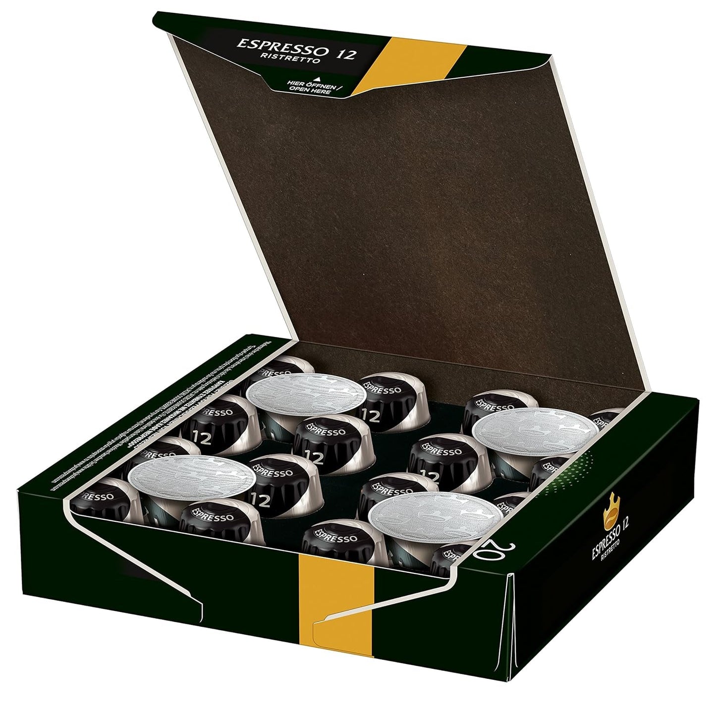 Kaffeekapseln Espresso Ristretto, Intensität 12 von 12 i Kaffeekapseln Krönung Crema, 200 Kapseln kompatybilnych z Nespresso, opakowanie 10er, 10 x 20 Getränke, 1040 g