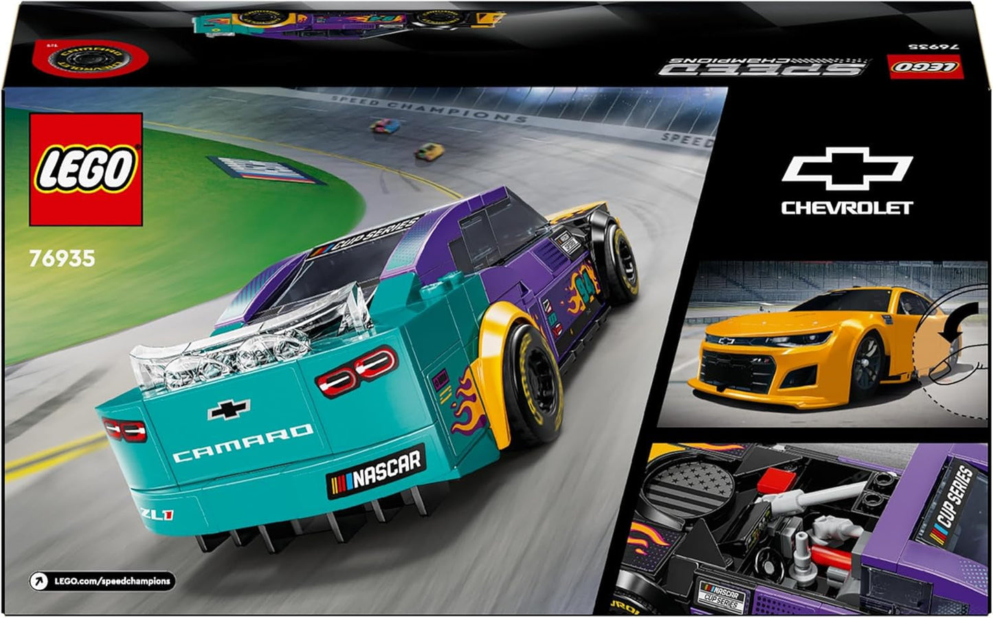 LEGO Speed Champions NASCAR Chevrolet Camaro ZL1 Samochodzik nowej generacji; Zestaw do zbudowania i zabawy samochodem wyścigowym; Prezent dla chłopców i dziewcząt powyżej 9 lat 76935 Zestawy do budowania w sklepie LEGO