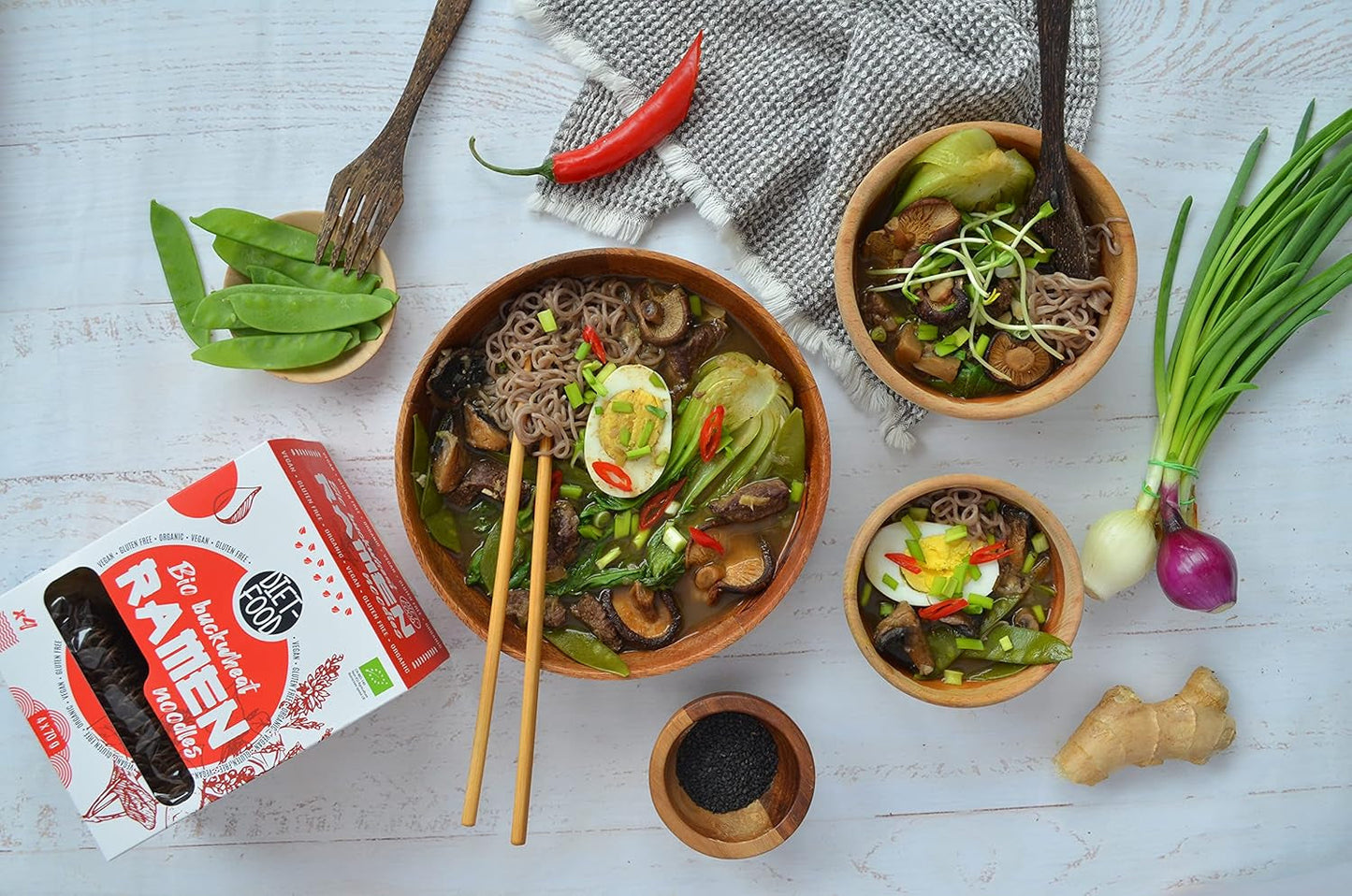 DIET-FOOD Organiczny makaron ramen gryczany, żywność wegetariańska i wegańska, bez tłuszczu, bez soi, bez glutenu, dietetyczny makaron rozpuszczalny w wodzie, niskokaloryczny, 280g