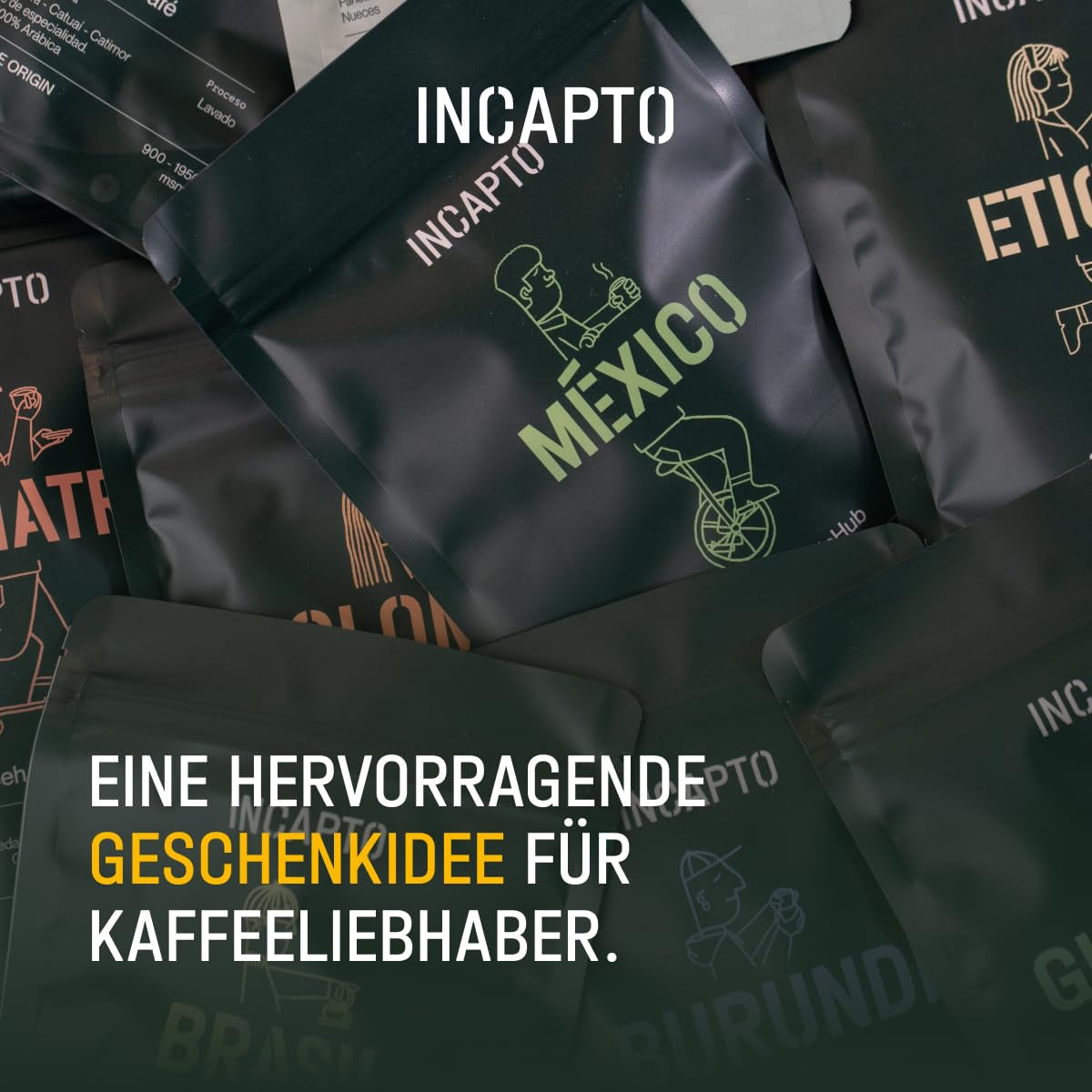 Wybór ziaren kawy Incapto na całym świecie | Wybór 10 źródeł z całego świata | Kawa specjalistyczna | 100% Arabiki | Idealny jako zestaw upominkowy do kawy | Dla miłośników kawy | 10 opakowań x 100g