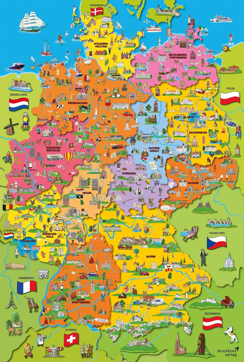 Mapa Niemiec ze zdjęciami (układanka dla dzieci) Puzzle Naty Shop