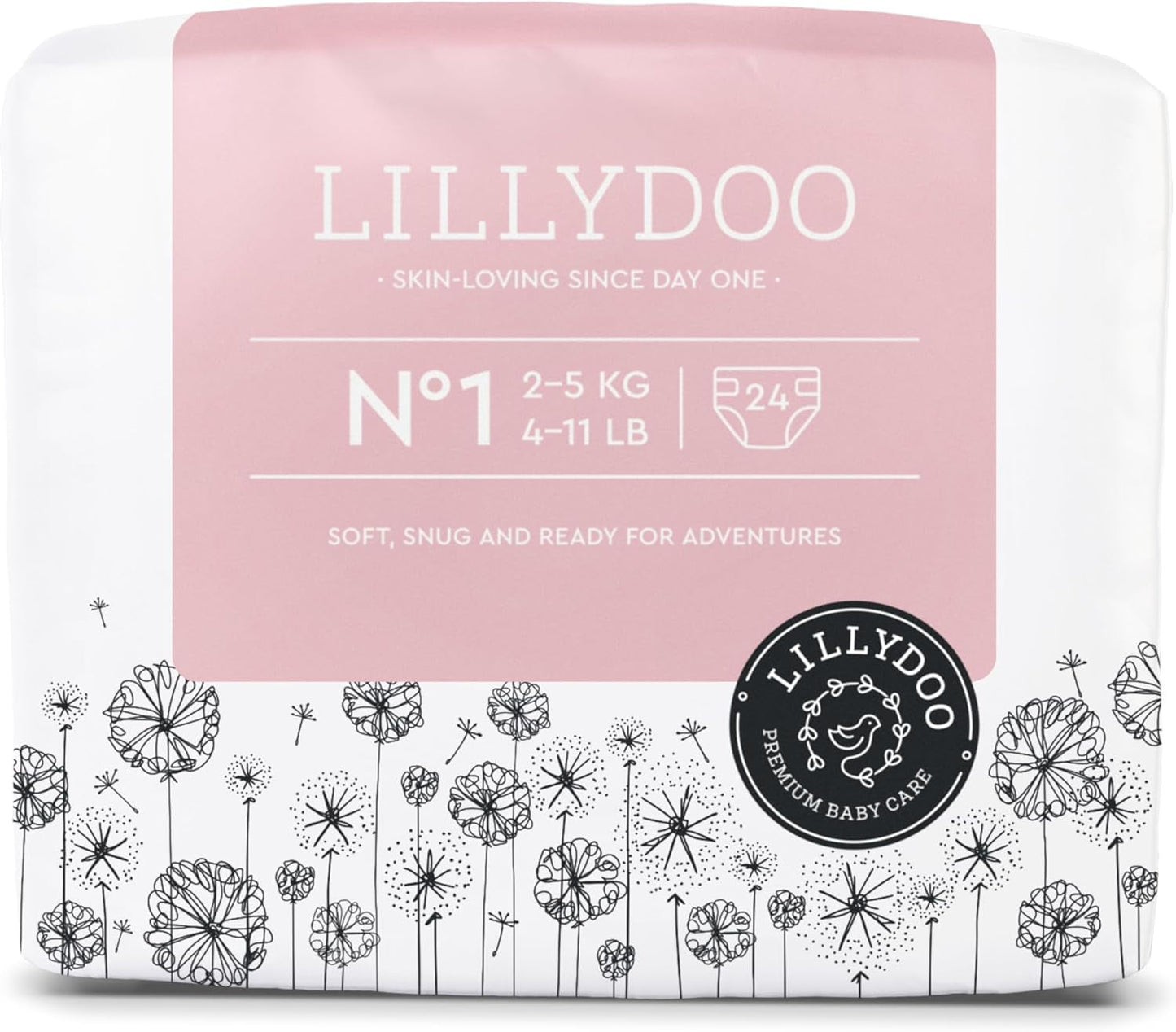 LILLYDOO Pieluszki dziecięce Przyjazne dla skóry - rozmiar 3 (6-10 kg), 29 sztuk, niezawodna ochrona przed wyciekami, miękkie, bezzapachowe i bez balsamu dla skóry wrażliwej, testowane dermatologicznie