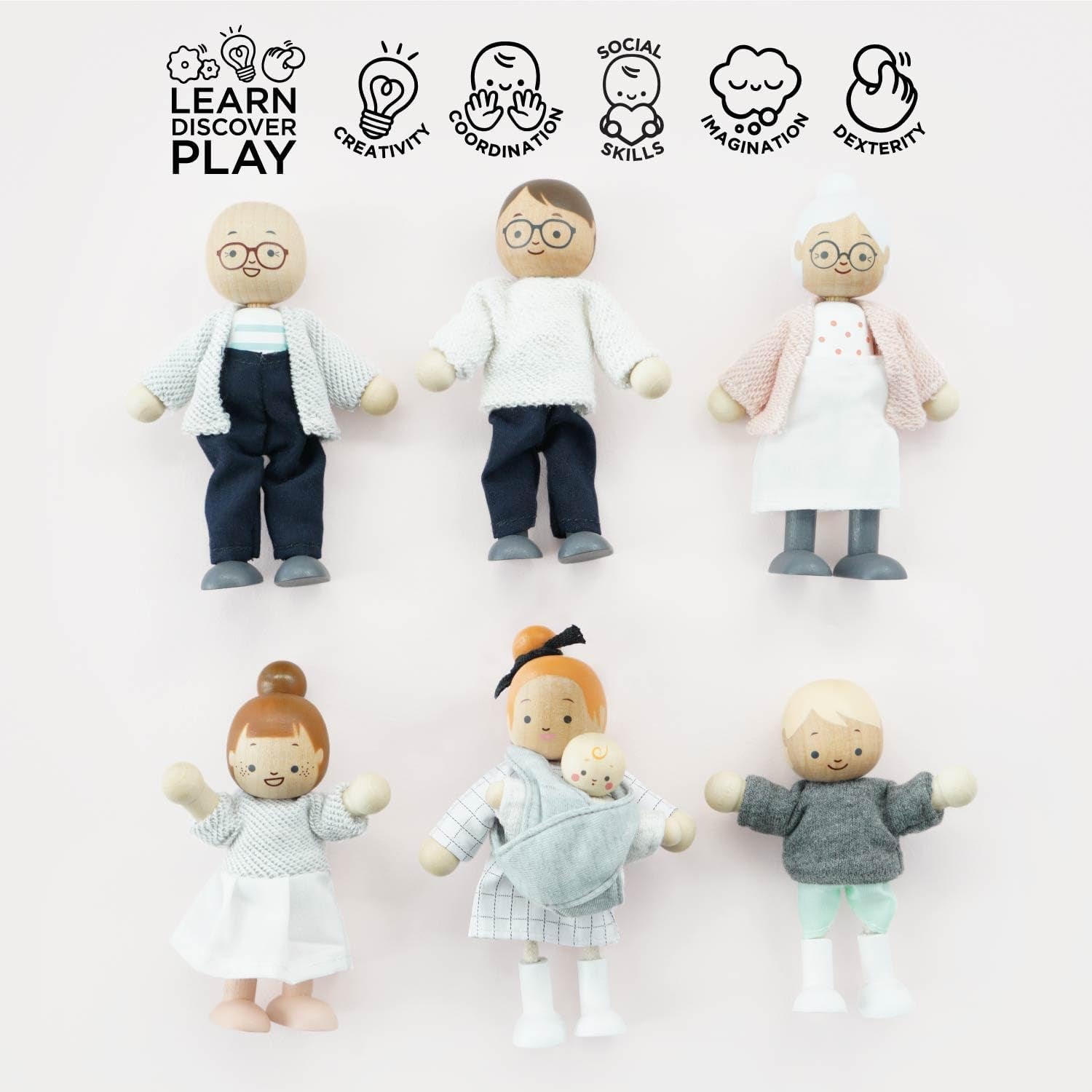– Zestaw drewnianych domków dla lalek My Doll Family | Zestawy akcesoriów do domku dla lalek Daisylane dla dziewczynek – odpowiednie dla dzieci w wieku powyżej 3 lat P053
