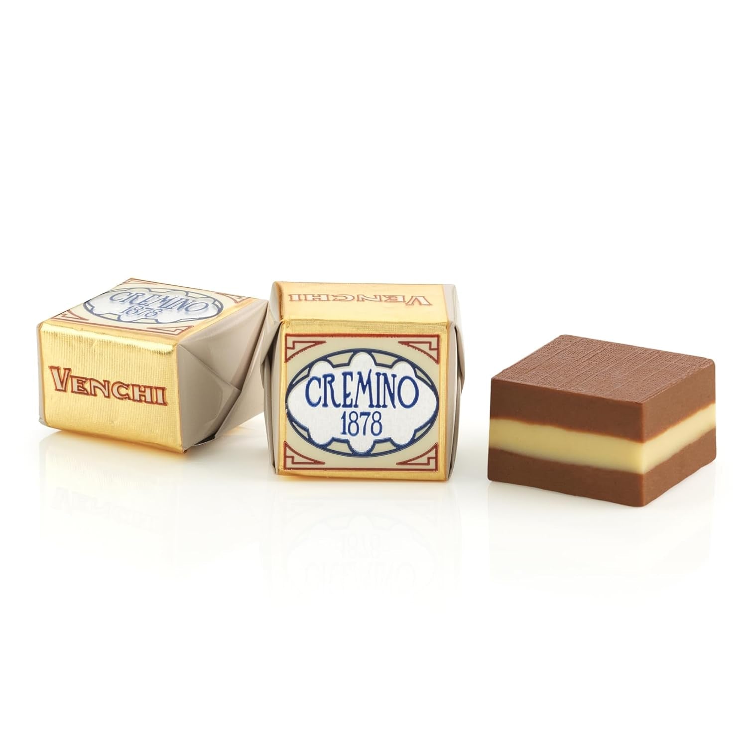 Venchi - Cremini 1878 - Czekolada trójwarstwowa z giandują z pastą mleczno-migdałową „Piemontese Hazelnuts ChOG”, 1 kg, bezglutenowa, bez barwników i konserwantów