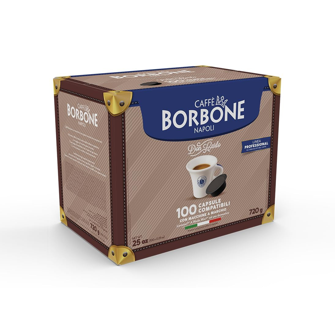 Caffè Borbone Kaffee Kapseln Don Carlo, Blue Mischung - 100 szt. - Kompatybilne z Kaffeemaschinen der Marke Lavazza®* A Modo Mio®*