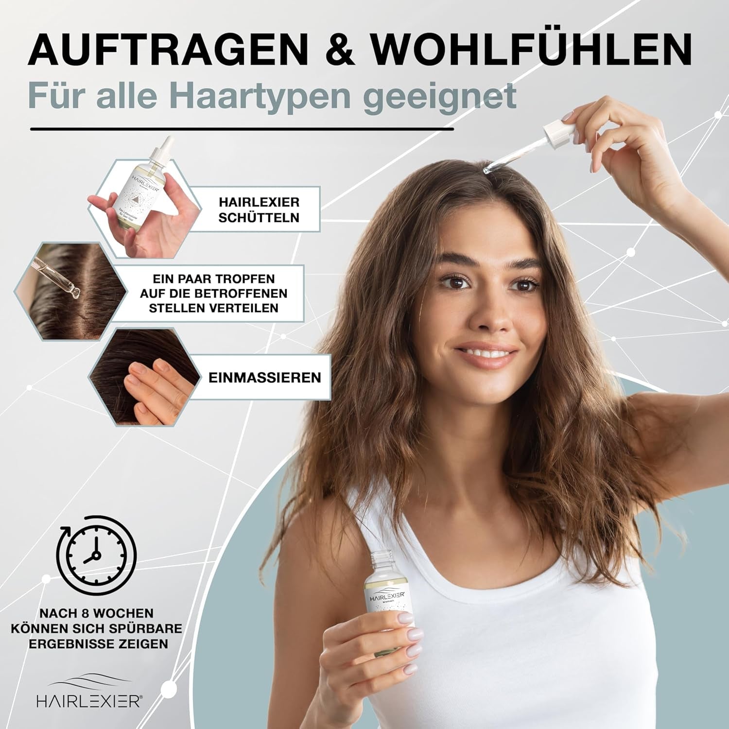 Hairlexier Hair Growth Remedy dla kobiet - Olejek do włosów rozmarynowy, Olejek rycynowy Olejek do włosów, Olejek lawendowy, Naturalne serum do włosów przeciw rozproszonemu wypadaniu włosów, Wspomaga wzrost włosów, Wegańskie i organiczne + Zeszyt ćwiczeń Pielęgnacja włosów Naty Shop