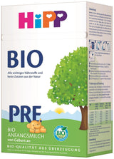 Organiczne mleko dla niemowląt HiPP PRE (4 x 600g), od urodzenia, zawiera wyłącznie laktozę jako węglowodan, najwyższej jakości organicznej