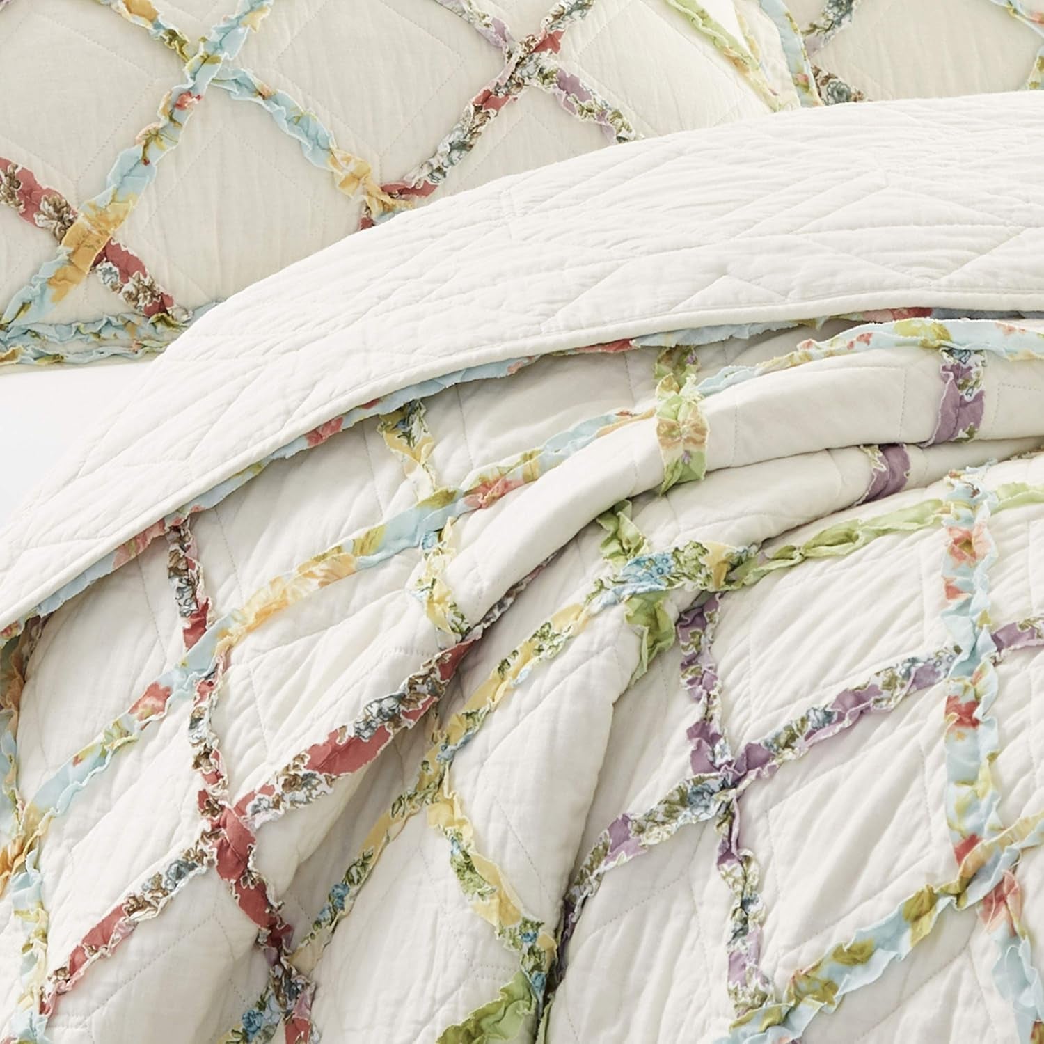 Laura Ashley Home Rüschen Garden Collection kołdra, 100% bawełna, wyjątkowo miękka, na każdą porę roku, dwustronna, elegancka, podwójne łóżko, kremowy kolor (197783) Kołdry i kołdry Naty Shop