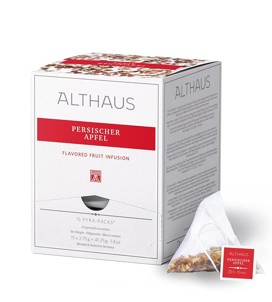 Althaus Tea PERSIAN JABŁKO ⋅ Herbata owocowa w torebkach piramidalnych PYRA PACK ⋅ Herbata owocowa o smaku jabłkowym ⋅ 15 X 2,75G