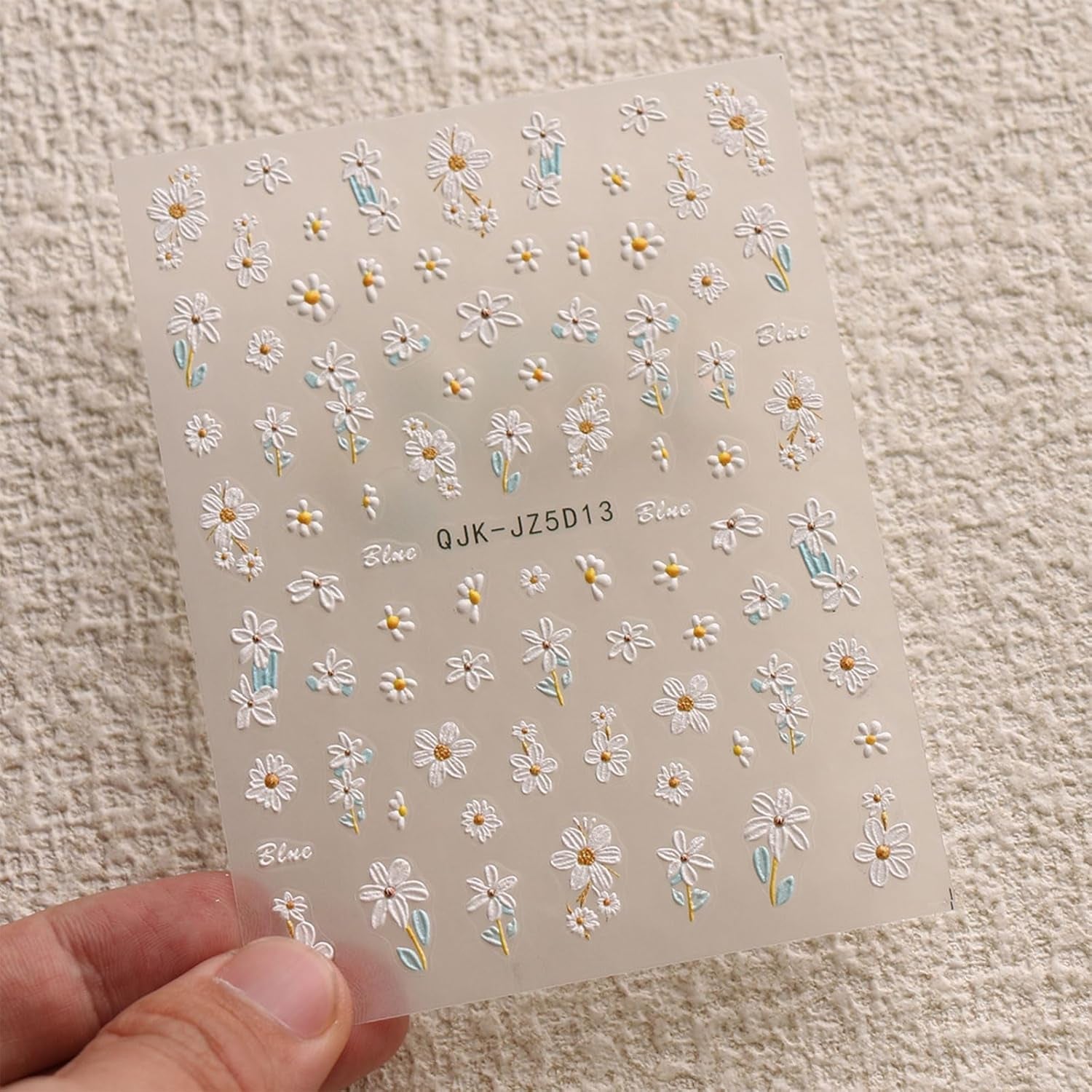 JMEOWIO 3D Nagelsticker Blumen Nail Art Naklejka Selbstklebend Nagelaufkleber 5D Stereoskopisch Sommer Frühling Blumen Dekoration Nageldesign Zubehör 4 Blatt