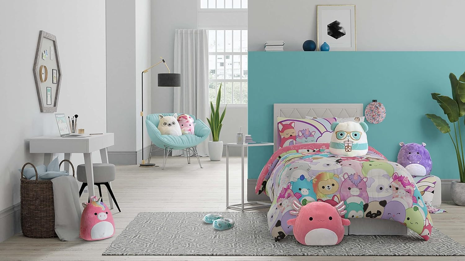 Pościel Franco Squishmallows miękka mikrofibra do łóżek dwuosobowych Kołdry i kołdry Naty Shop