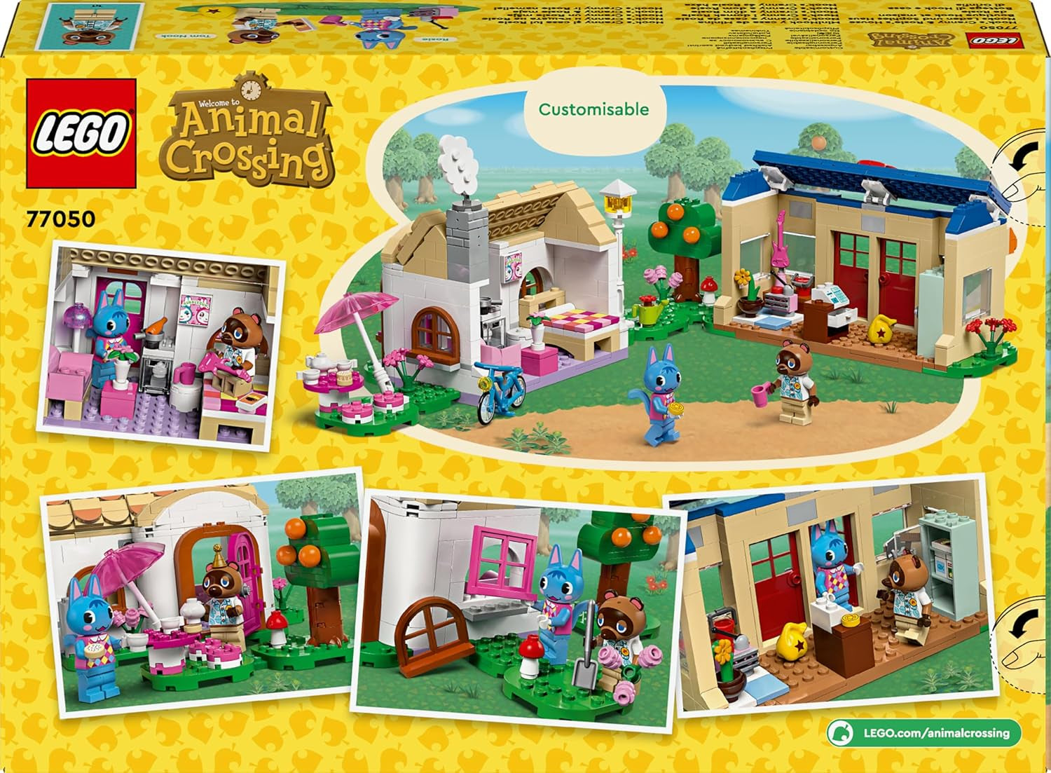 Zestaw LEGO Animal Crossing Nook's Shop i Sophie's House, kreatywna zabawka dla dzieci z 2 minifigurkami z serii gier wideo, prezent dla dziewcząt i chłopców od 7 lat 77050 Zestawy do budowania Besuche den LEGO-Store