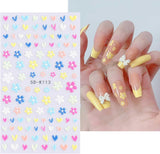 JMEOWIO 3D Nagelsticker Frühling Blumen 5 Blatt Nagelaufkleber 5D Stereoskopisch Selbstklebend Bunte Blüte Nail Art Naklejka Dekoracja Nageldesign Zubehör