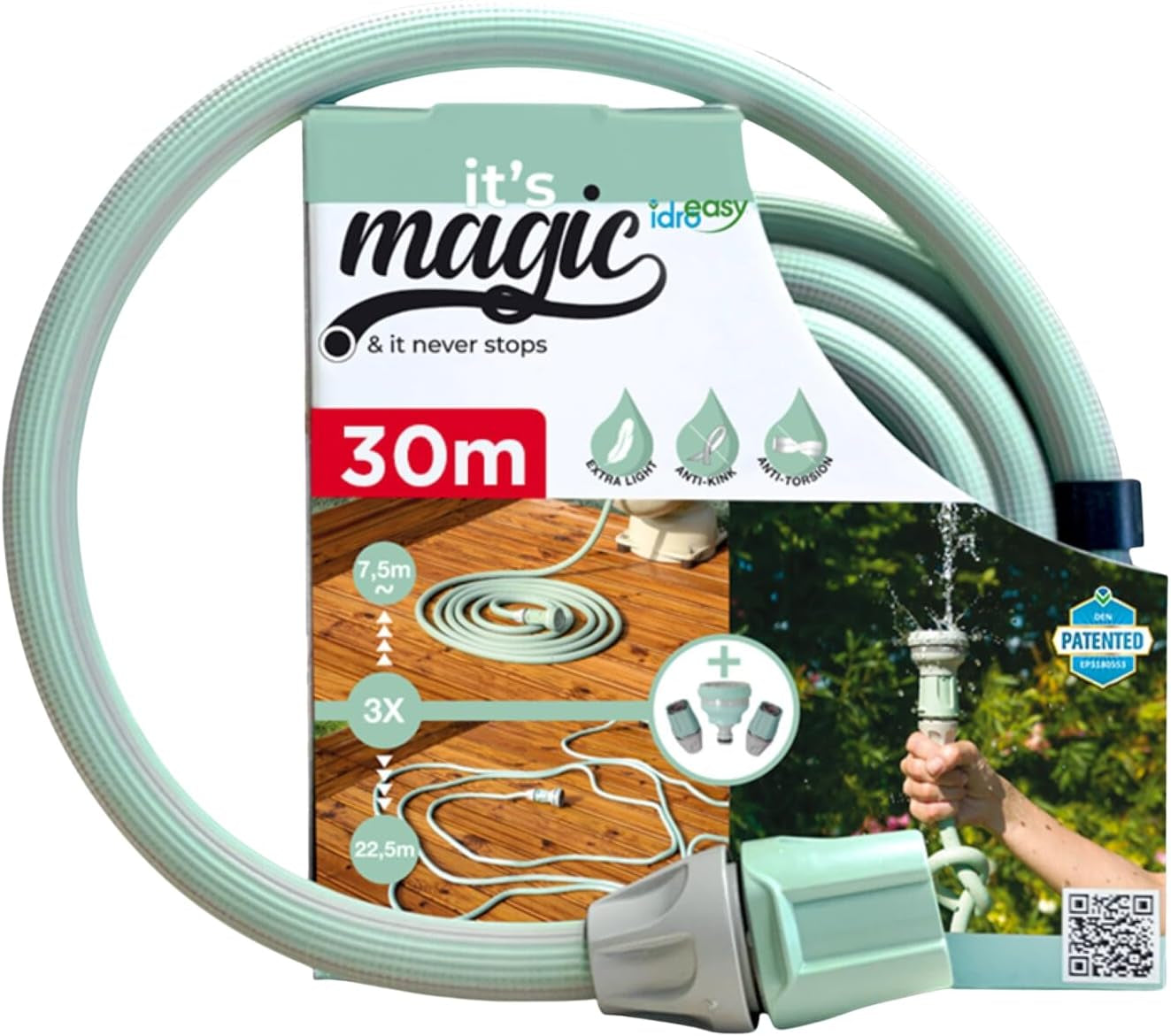 Magic Soft Smart 30 metrów - Rura do nawadniania ogrodu, zapobiegająca zaplątywaniu się, skręcaniu, wąż wodny