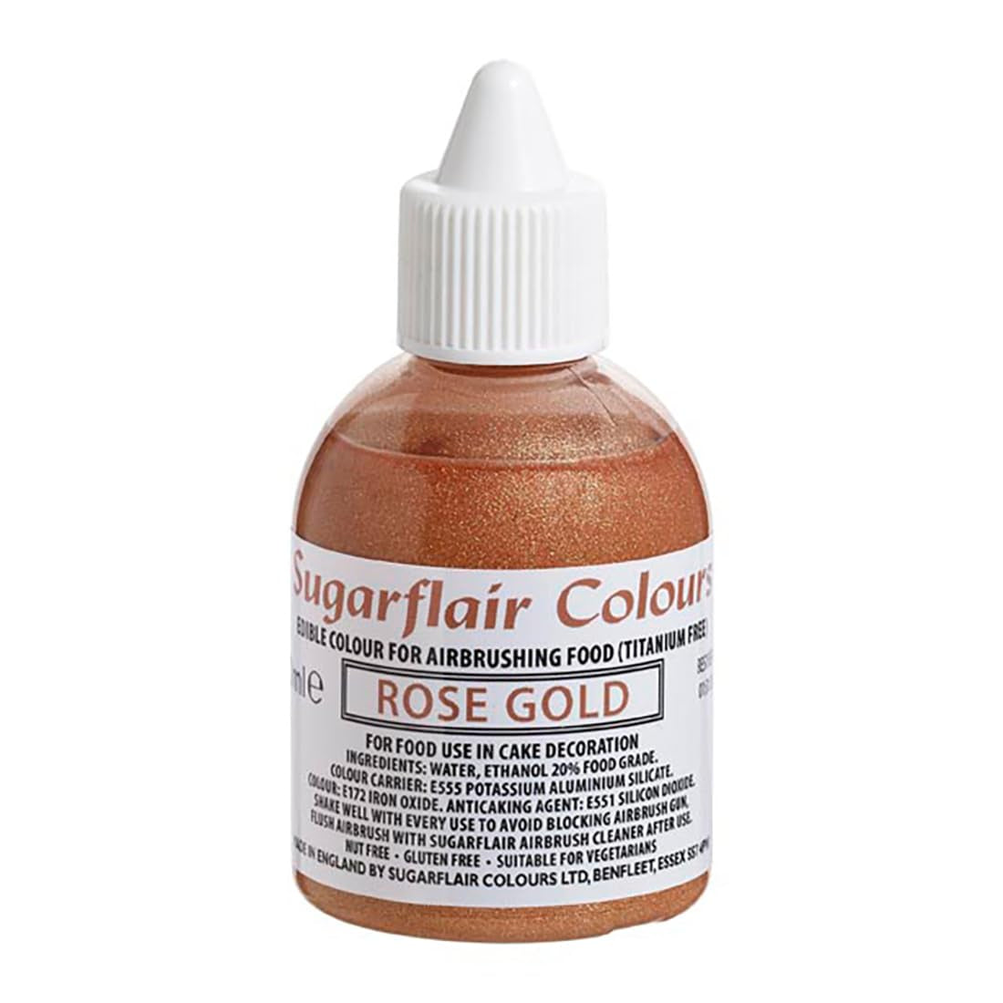 Barwnik spożywczy Sugarflair Rose Gold - jadalny płynny barwnik spożywczy, farba aerografowa do ciast, babeczek, lukru i dekoracji ciast - 60ml