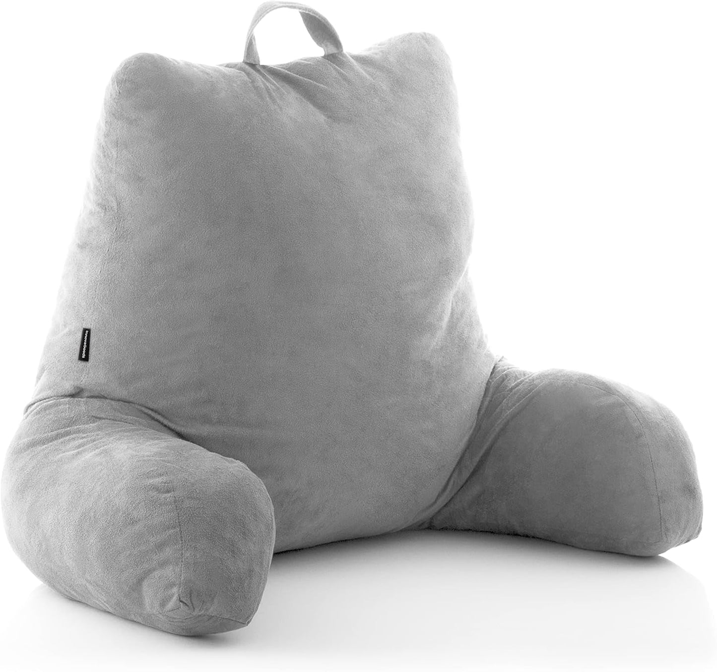InnovaGoods Huglow poduszka do czytania z podłokietnikiem do sofy, łóżka i dywanu, poduszka do czytania z podparciem lędźwiowym i uchwytem do przenoszenia, ergonomiczna, zapobiega dyskomfortowi i bólowi, szara