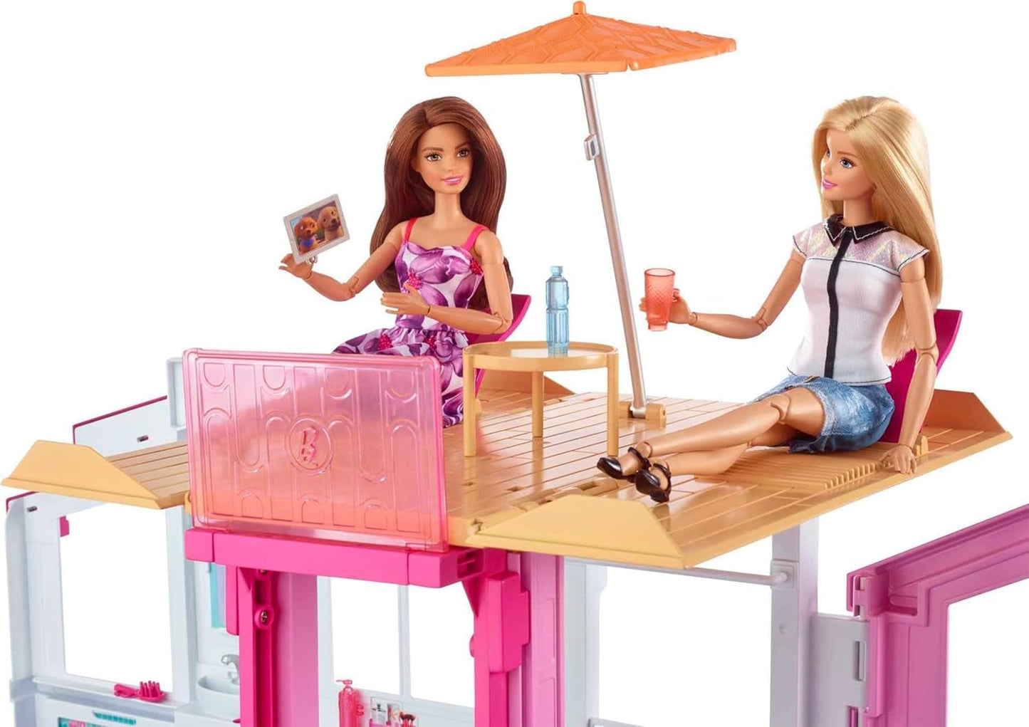 Wymarzony dom Barbie, 3-piętrowa kamienica z 5 pokojami, zawiera akcesoria takie jak meble, składane i do przechowywania, zabawka dla dzieci w wieku od 3 lat, DLY32