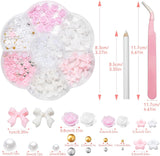 Charms do paznokci 3D, Charms do zdobienia paznokci Schleifen, Blumen i Perlen, Nagel Charms Aus Harz, Zestawy Nageldekorations, DIY Charms Nägel, Nagelanhänger