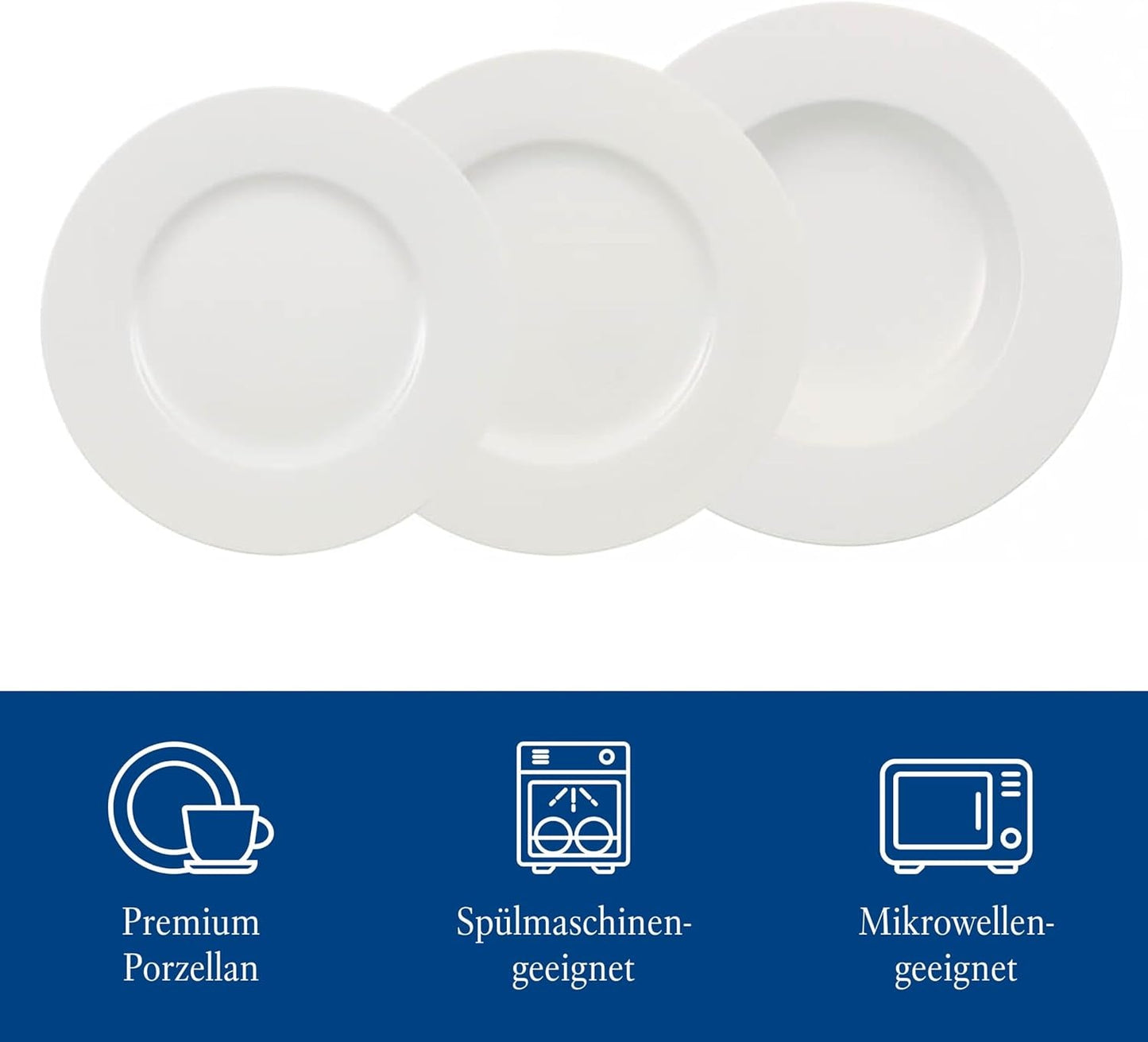 Villeroy & Boch Wonderful World 12-częściowy zestaw naczyń obiadowych, można myć w zmywarce i używać w kuchence mikrofalowej, biały, talerze, zastawa stołowa, porcelana, talerze obiadowe, zestaw, nowoczesny zestaw naczyń obiadowych, porcelana premium
