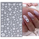 JMEOWIO Nagelsticker Frühling Weiße Blume 9 Blatt Nail Art Naklejka Selbstklebend Nagelaufkleber Sommer Blumen Dekoration Nageldesign Zubehör