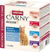 animonda Carny Adult Ocean Marine Variety nr 1 (12 x 80 g), mokra karma dla dorosłych kotów, mokra karma z delikatnymi filetami rybnymi, karma dla kotów bez zbóż i cukru