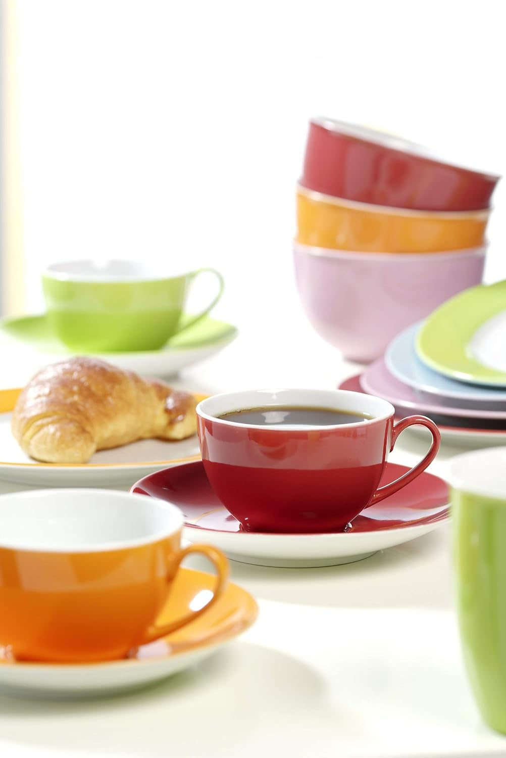 Serwis kawowy Ritzenhoff & Breker Doppio, 12 szt., porcelana, czerwony
