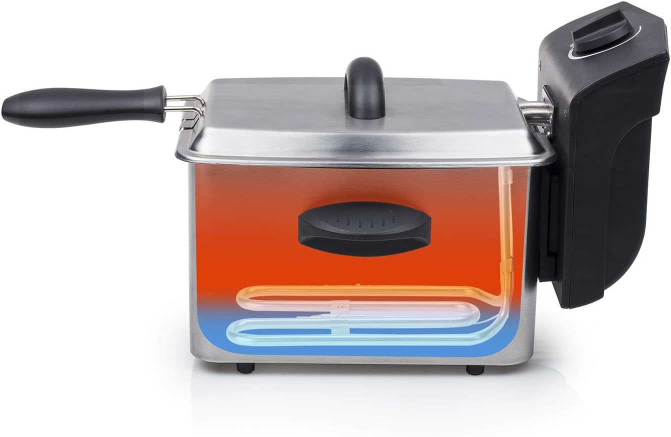 Frytkownica Tristar ze stali nierdzewnej - pojemność 2 litry, funkcja zimnej strefy i regulowany termostat do 190°C, FR-6919, srebrny AGD Naty Shop