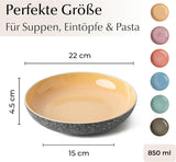 MIAMIO - Talerze obiadowe, zestaw 6 szt. (850 ml) / duże i głębokie talerze do makaronu, zestaw talerzy na 6 szt., ceramiczna miska na sałatkę / można myć w zmywarce i używać w kuchence mikrofalowej - kolekcja Las Palmitas
