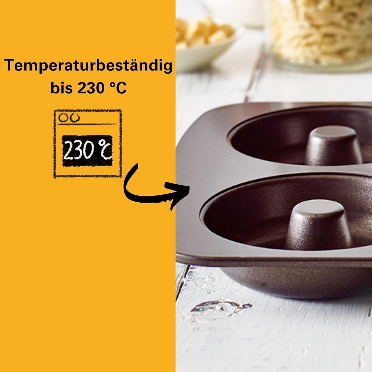 Birkmann, Easy Baking, Donutblech, Backform Für 6 Donuts, Mit Hochwertiger Antihaftbeschichtung, Ø 9 Cm, Mit Rezept, 881631 Formy i blachy do pieczenia Naty Shop