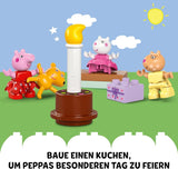 LEGO DUPLO Dom urodzinowy Peppy: kreatywna 3-figurkowa zabawka. Zbuduj i przebuduj zabawkowy dom dla 2-latków, chłopców i dziewcząt, rozwija zręczność 10433 Zestawy do budowania Besuche den LEGO-Store