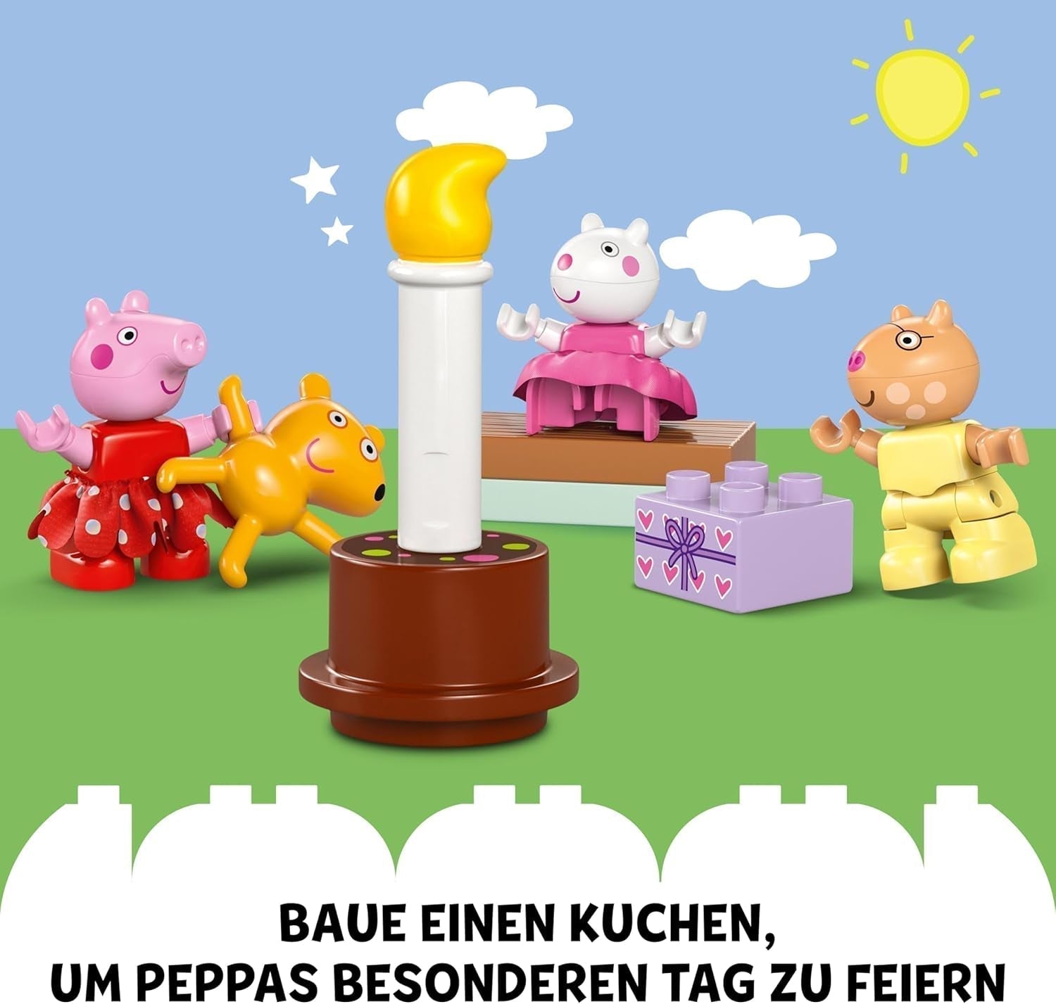 LEGO DUPLO Dom urodzinowy Peppy: kreatywna 3-figurkowa zabawka. Zbuduj i przebuduj zabawkowy dom dla 2-latków, chłopców i dziewcząt, rozwija zręczność 10433 Zestawy do budowania Besuche den LEGO-Store