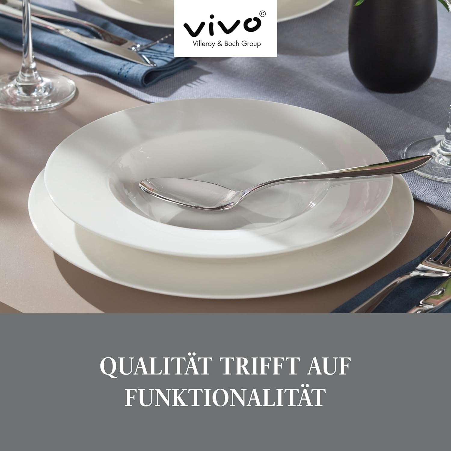 vivo - Grupa Villeroy & Boch - Podstawowy biały 30-częściowy zestaw zastawy stołowej, można myć w zmywarce i kuchence mikrofalowej, Biały zestaw zastawy stołowej, Zestaw do kawy, Ceramika, Talerze, Filiżanki, Porcelana premium