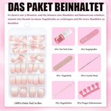 120 szt. Nude Pink Sztuczne paznokcie z klejem do paznokci - 12 rozmiarów Krótkie owalne kwadratowe naciśnięcie na paznokcie - Piękne paznokcie, Klej na sztucznych paznokciach - Odpowiednie dla kobiet DIY Nail Design (Squaval Pink Gradient)