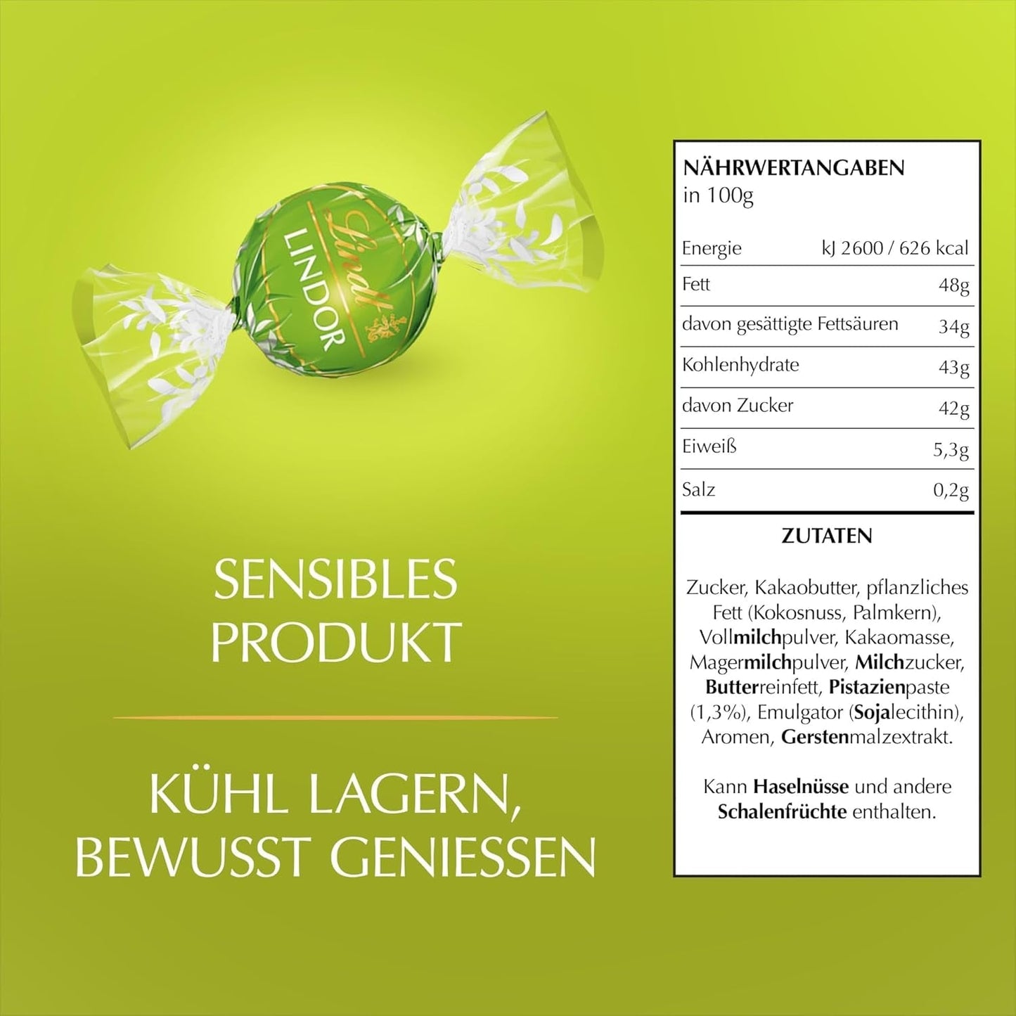 Lindt LINDOR Czekolada z pistacjami | 1 kg zamykana torebka | ok. 80 kulek z mlecznej czekolady z rozpływającym się w ustach kremem pistacjowym | Opakowanie zbiorcze, prezent pralinowy