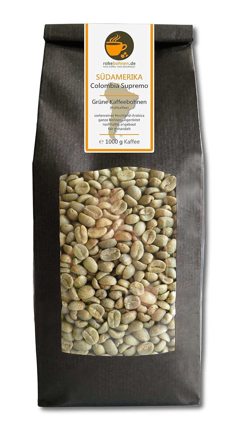 Kawa surowa - Green Highland Coffee Colombia Supreme (kawa zielona ziarnista 1000g) - posiada certyfikat GMP