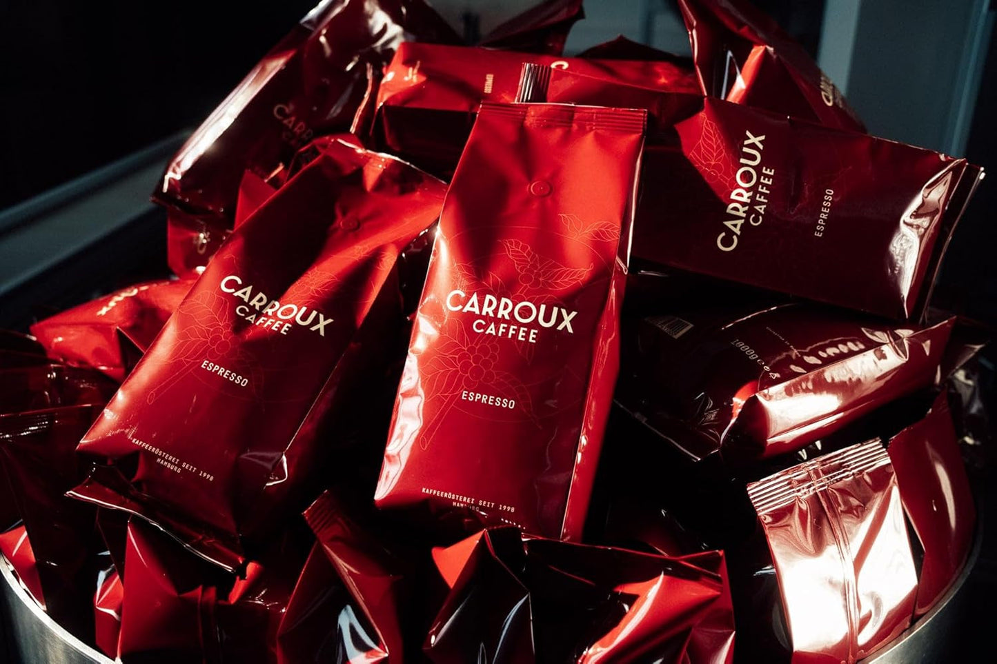 CARROUX Espresso, Bohnen ganze (6x 500 g). Für Siebträger u. Kaffee-Volllautomaten. Frisch geröstete Kaffeebohnen der Privat-Rösterei aus Hamburg